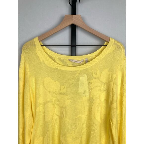 Soft Surroundings Floral Sweater Yellow Size 1X Open Knit Lightweight Soft NWT - Picture 2 of 10